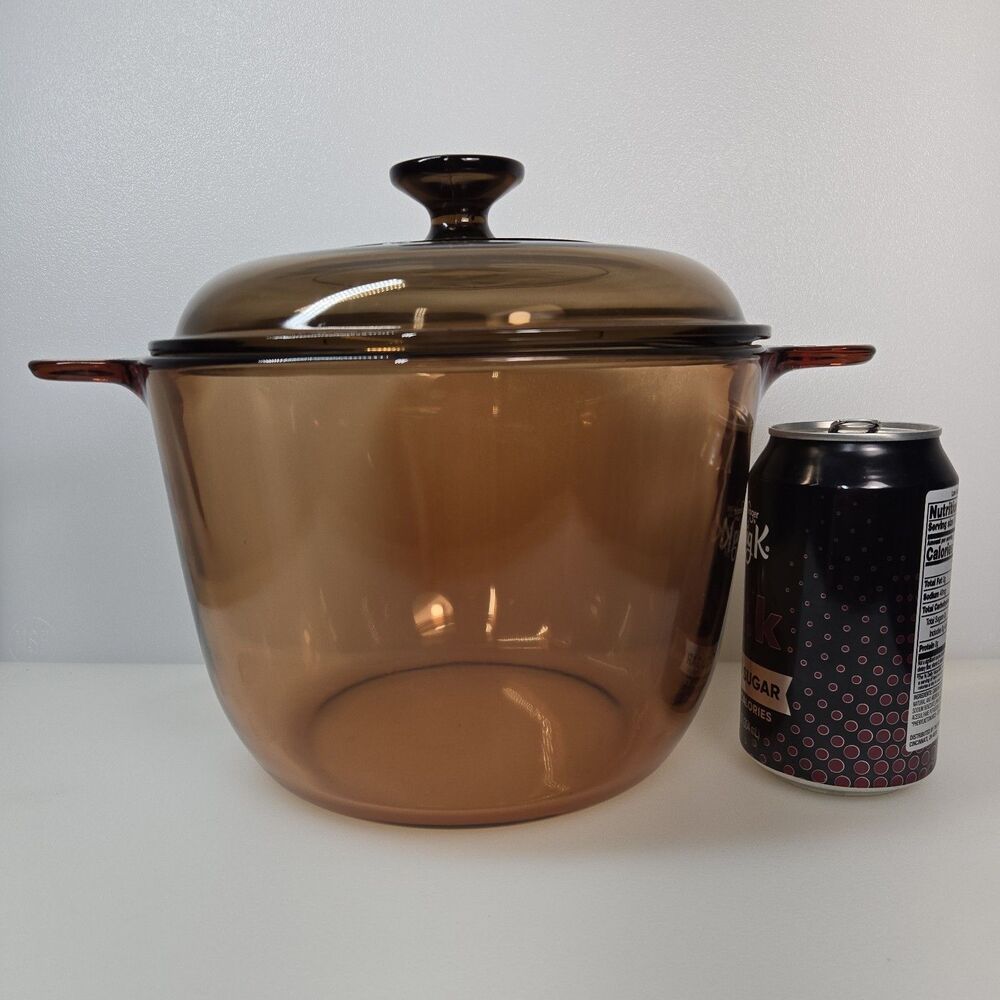 VTG Corning Visions 3.5L Amber Glass Dutch Oven Stock Pot with Lid France - Picture 2 of 8